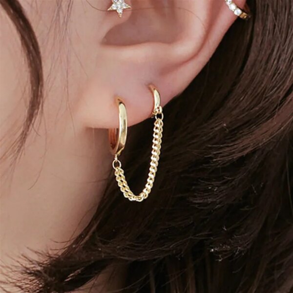 Boucle d oreille 2 trous en Clip Brcorporelle pour Femme, Bijoux de ix