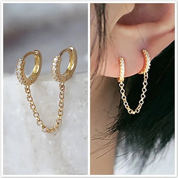 Boucle d oreille 2 trous en Clip Brcorporelle pour Femme, Bijoux de ix