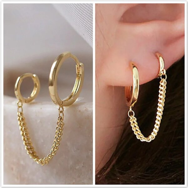Boucle d oreille 2 trous en Clip Brcorporelle pour Femme, Bijoux de ix