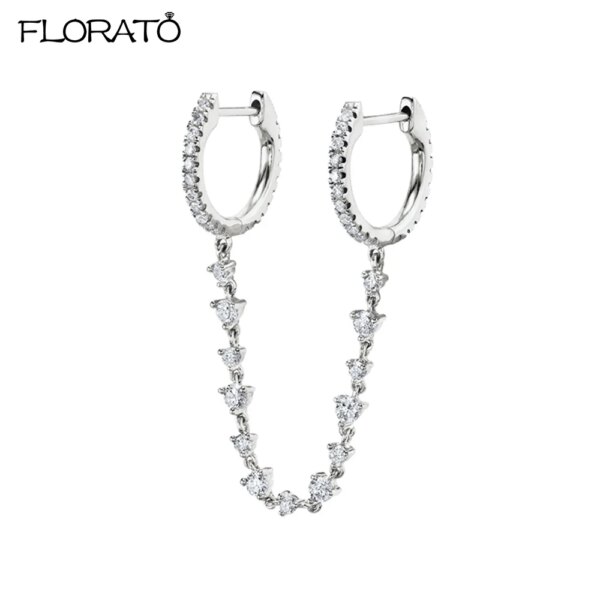 71096-673f50.jpg Boucle d oreille 2 trous en Argent 925 pour Femme, Clip Coloré, Bijoux à Deux Trous