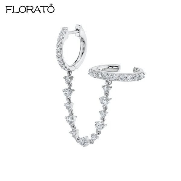 Boucle d oreille 2 trous en Argent 925 pour Femme, Clip Coloré, Bijoux à Deux Trous