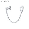 Boucle d oreille 2 trous en Argent 925 pour Femme, Clip Coloré, Bijoux à Deux Trous