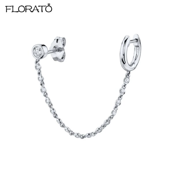 Boucle d oreille 2 trous en Argent 925 pour Femme, Clip Coloré, Bijoux à Deux Trous