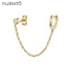 Boucle d oreille 2 trous en Argent 925 pour Femme, Clip Coloré, Bijoux à Deux Trous