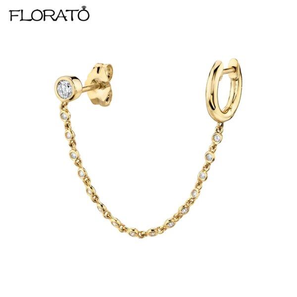 Boucle d oreille 2 trous en Argent 925 pour Femme, Clip Coloré, Bijoux à Deux Trous