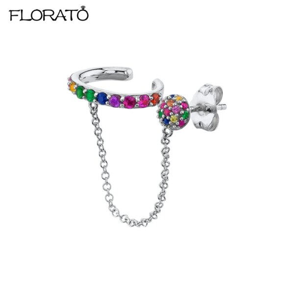 71110-be4caf.jpg Boucle d oreille 2 trous en Argent 925 pour Femme, Clip Coloré, Bijoux à Deux Trous