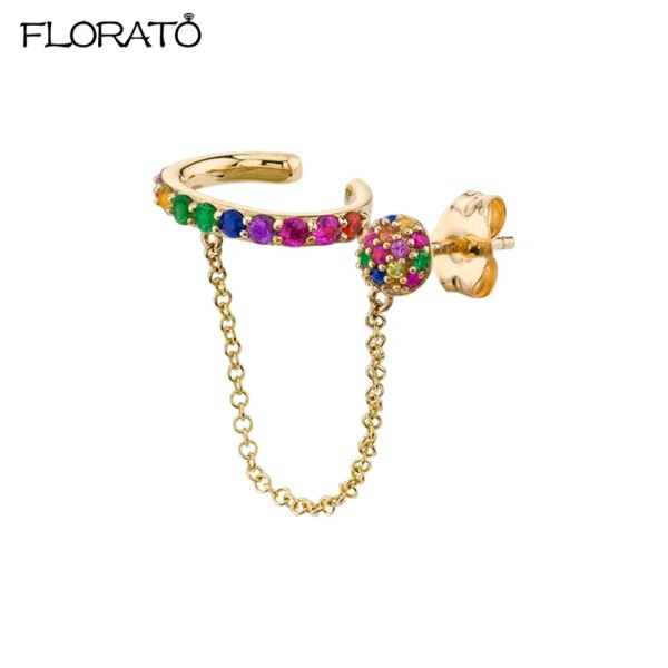 71113-648706.jpg Boucle d oreille 2 trous en Argent 925 pour Femme, Clip Coloré, Bijoux à Deux Trous