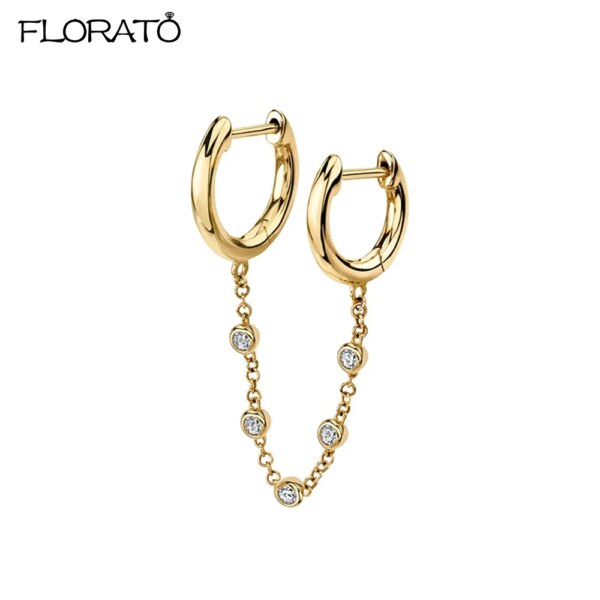 Boucle d oreille 2 trous en Argent 925 pour Femme, Clip Coloré, Bijoux à Deux Trous