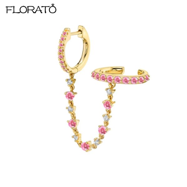 Boucle d oreille 2 trous en Argent 925 pour Femme, Clip Coloré, Bijoux à Deux Trous