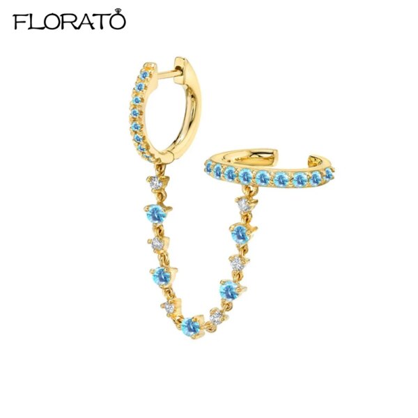 Boucle d oreille 2 trous en Argent 925 pour Femme, Clip Coloré, Bijoux à Deux Trous