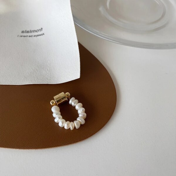 boucle d oreille perle française pour femme, faux Piercing, manchette, rétro élégant, irrégulier