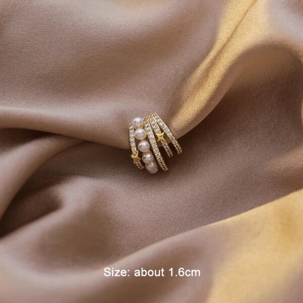 boucle d oreille perle française pour femme, faux Piercing, manchette, rétro élégant, irrégulier