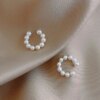 boucle d oreille perle clip en forme de C pour femmes, manchette d'oreille en perles, non perçantes