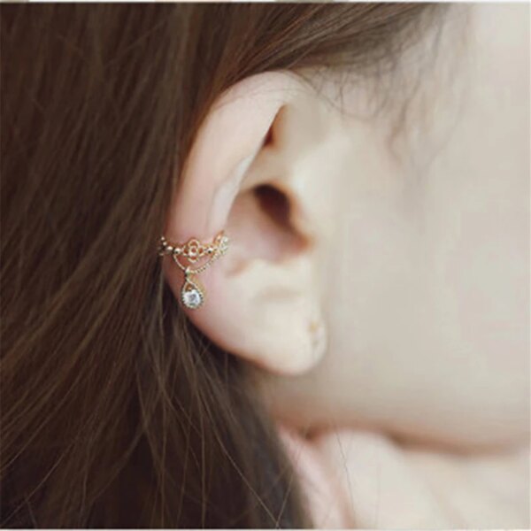 boucle d oreille perle clip en forme de C pour femmes, manchette d'oreille en perles, non perçantes
