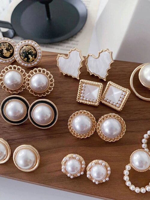 boucle d oreille perle d'imitation pour femmes, conception coréenne, clip rond non percé, clips d'oreille baroques