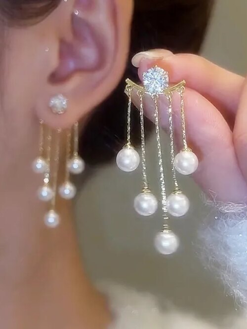 boucle d oreille perle en Zircon avec perles, Style coréen, à la mode, nouvelle collection 2025