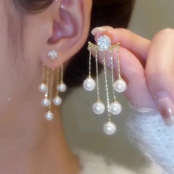 71281-a4fea1.jpg boucle d oreille perle en Zircon avec perles, Style coréen, à la mode, nouvelle collection 2025