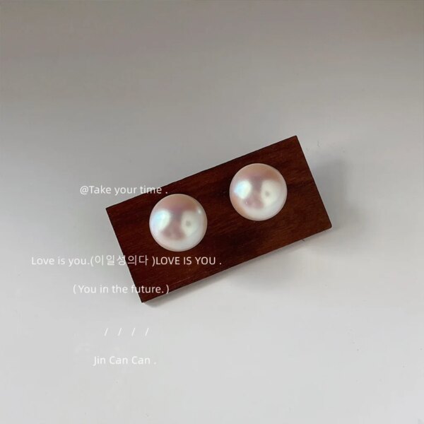 boucle d oreille perle à tige de perle en argent 925 pour femmes et filles, bijoux de fête en surbrillance brillante