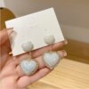 boucle d oreille perle en forme de grand cœur pour femme, bijoux en forme de sirène, pendentif en perles, style coréen