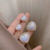boucle d oreille perle en forme de grand cœur pour femme, bijoux en forme de sirène, pendentif en perles, style coréen