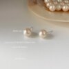 boucle d oreille perle à tige de perle en argent 925 pour femmes et filles, bijoux de fête en surbrillance brillante