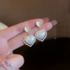 boucle d oreille perle en forme de grand cœur pour femme, bijoux en forme de sirène, pendentif en perles, style coréen