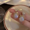boucle d oreille perle en forme de grand cœur pour femme, bijoux en forme de sirène, pendentif en perles, style coréen