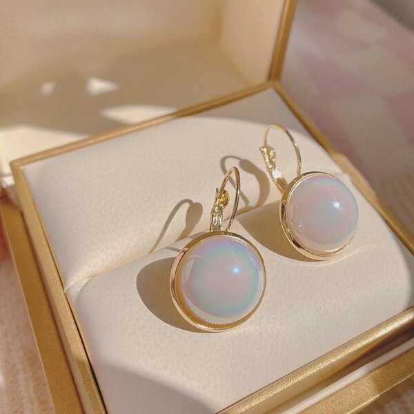 boucle d oreille perle en forme de grand cœur pour femme, bijoux en forme de sirène, pendentif en perles, style coréen