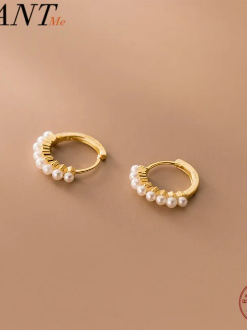 boucle d oreille perle créoles en argent Sterling 925 pour femmes, bijoux de Piercing en plaqué or français