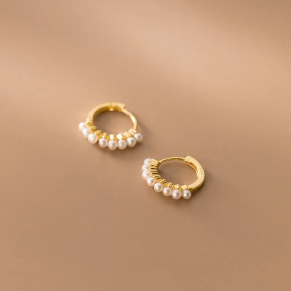 boucle d oreille perle créoles en argent Sterling 925 pour femmes, bijoux de Piercing en plaqué or français