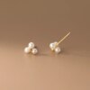 boucle d oreille perle classiques simples en argent Sterling 925 avec trois petites perles synthétiques pour femmes