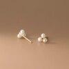 boucle d oreille perle classiques simples en argent Sterling 925 avec trois petites perles synthétiques pour femmes