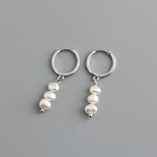 boucle d oreille perle en argent Sterling 925 véritable en perles baroques naturelles d'eau douce pour femmes