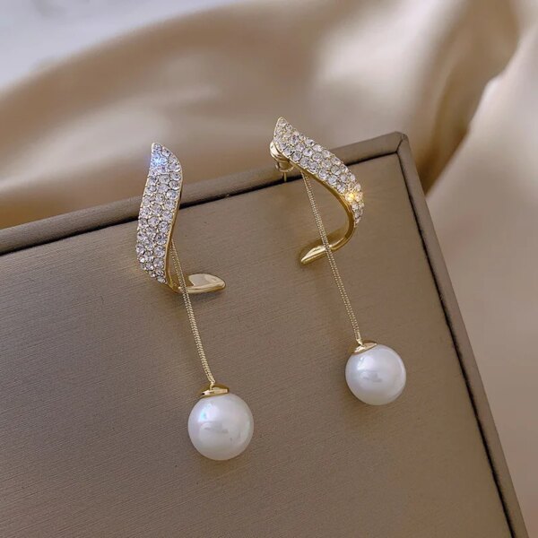 boucle d oreille perle classique élégant Imitation perle pendentif boucles d'oreilles pour femmes