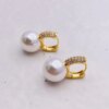 boucle d oreille perle créoles en perles pour femmes, couleur or, goutte d'oreille minimaliste