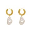 boucle d oreille perle rondes en perles baroques pour femmes, bijoux Vintage, couleur or
