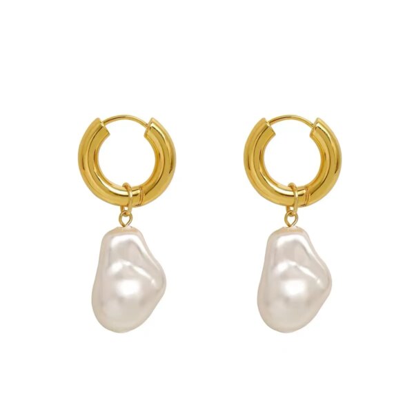 boucle d oreille perle rondes en perles baroques pour femmes, bijoux Vintage, couleur or