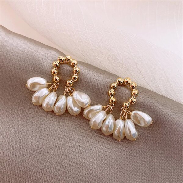 boucle d oreille perle rondes en perles baroques pour femmes, bijoux Vintage, couleur or