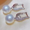 boucle d oreille perle en Imitation de perle pour femme, bijoux de luxe, couleur argent