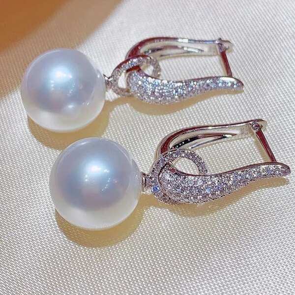 boucle d oreille perle en Imitation de perle pour femme, bijoux de luxe, couleur argent