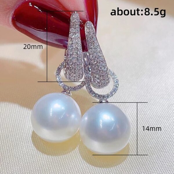 boucle d oreille perle en Imitation de perle pour femme, bijoux de luxe, couleur argent