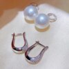boucle d oreille perle en Imitation de perle pour femme, bijoux de luxe, couleur argent