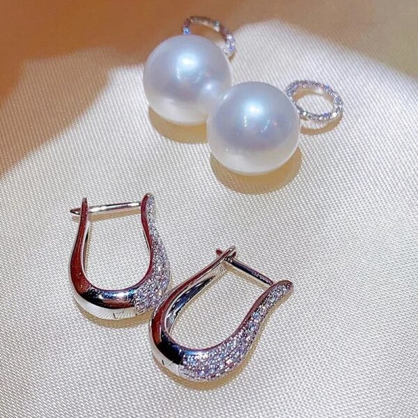 boucle d oreille perle en Imitation de perle pour femme, bijoux de luxe, couleur argent