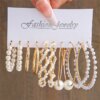 boucle d oreille perle créoles torsadées en perles pour femmes, boucles d'oreilles pendantes en métal papillon