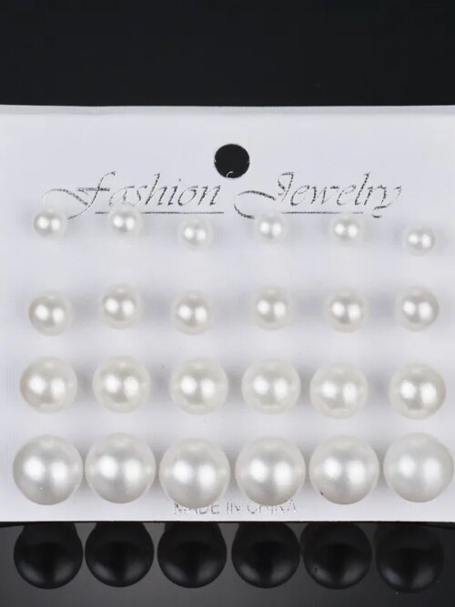 boucle d oreille perle Simulées pour Femme, Bijoux à la Mode, 12 Paires/Ensemble