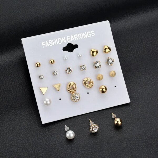 boucle d oreille perle Simulées pour Femme, Bijoux à la Mode, 12 Paires/Ensemble