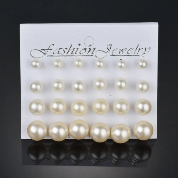 boucle d oreille perle Simulées pour Femme, Bijoux à la Mode, 12 Paires/Ensemble