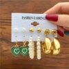 boucle d oreille perle créoles torsadées en perles pour femmes, boucles d'oreilles pendantes en métal papillon