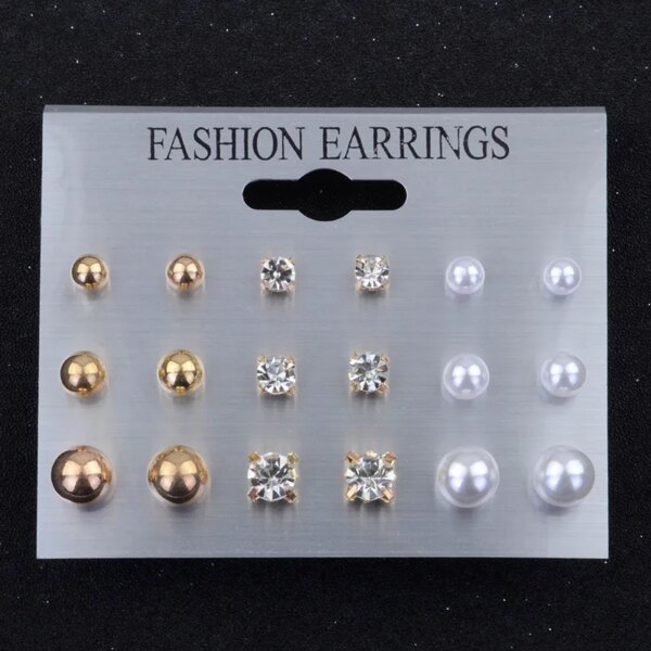 boucle d oreille perle Simulées pour Femme, Bijoux à la Mode, 12 Paires/Ensemble