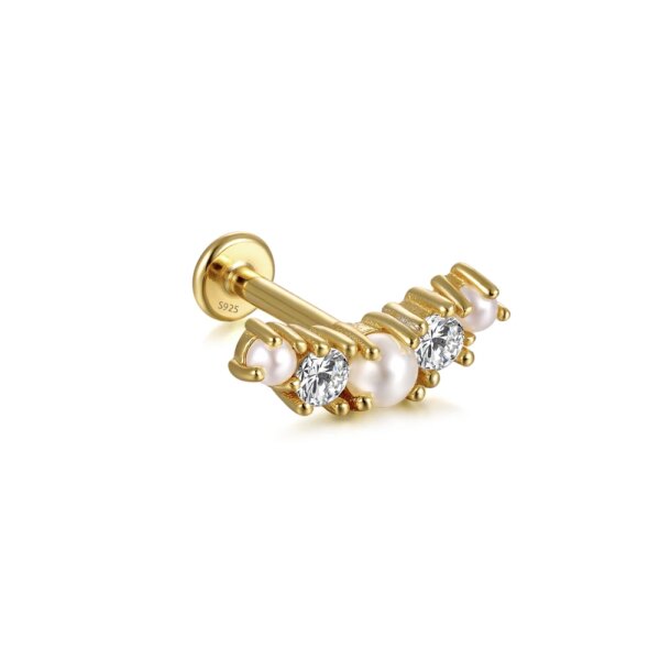 boucle d oreille perle en argent Sterling 925 pour femmes, 1 pièce, Piercing en fil de 16G